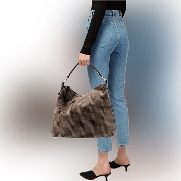 Ralph Lauren Collection *Fall '21 Lambswool Calfskin Trim Glenn-plaid Bridle Bag - Picture 15 of 16